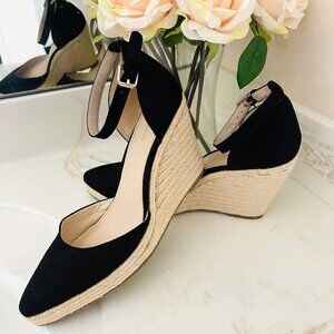 LIZ CLAIBORNE Wedges, 9.5 Women shoes, heels, ankle straps, wedge, black